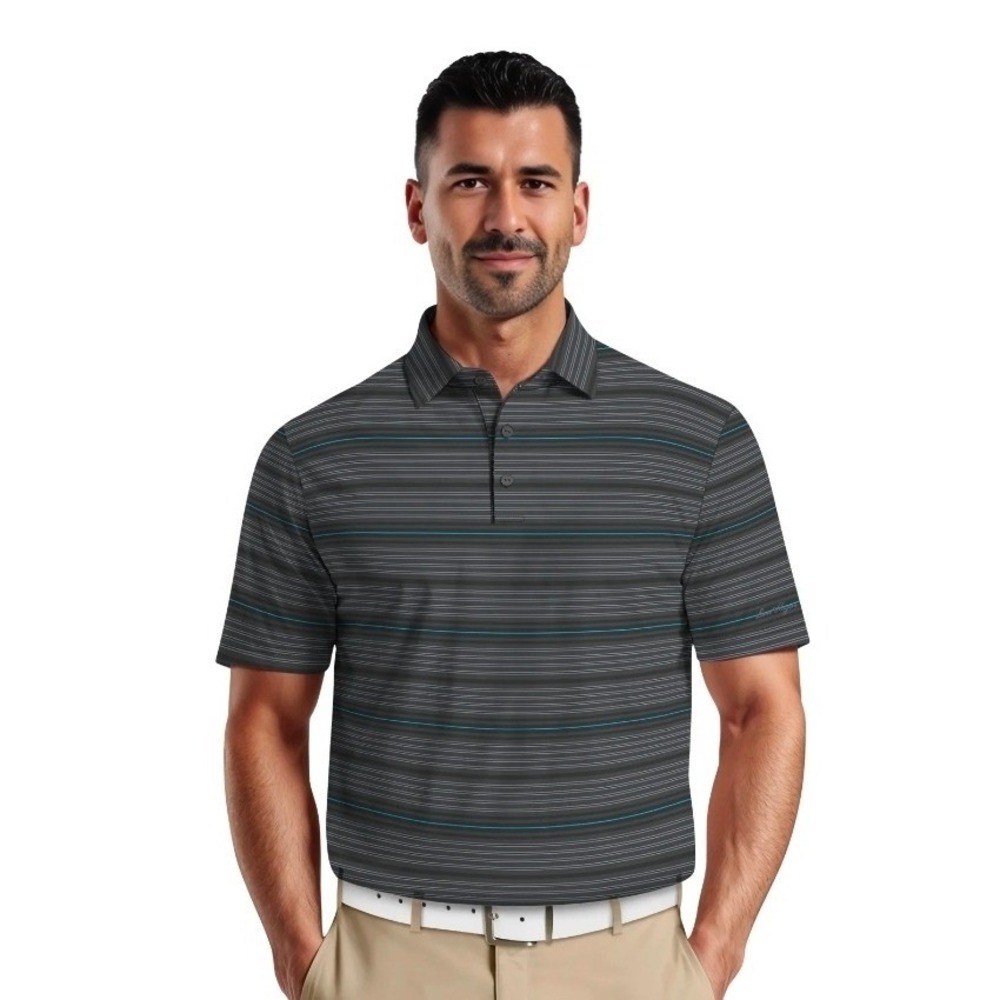 Ben Hogan Mens 3XL Golf Polo Shirt Stretch Moisture Wicking UPF 15 Striped Gray